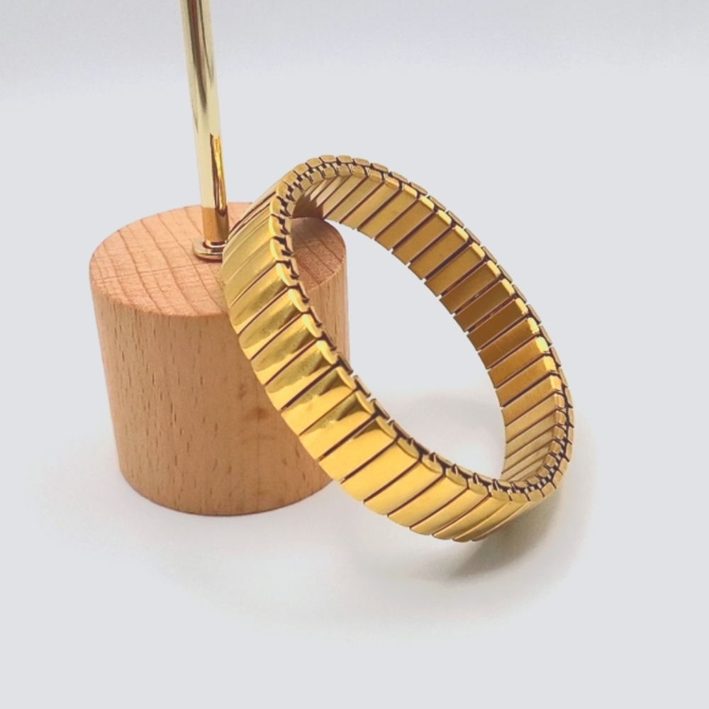 Gold-Tone Stainless Steel Waterproof Stretch Bracelet